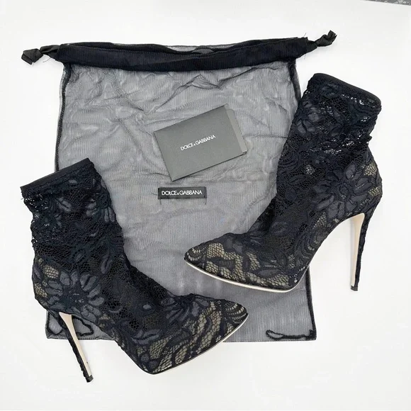Dolce & Gabbana Lace Ankle Stretch Booties - Picture 1 of 15